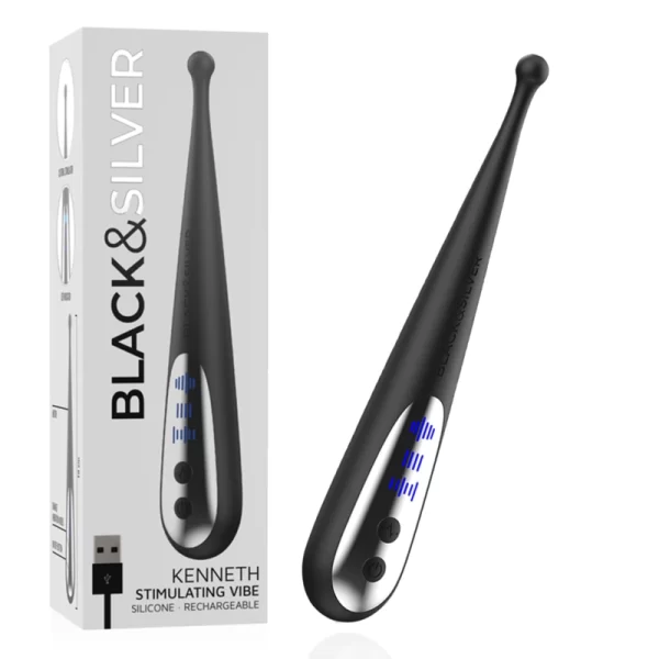 Black&Silver Kenneth Model - Precision Silicone Vibration Device 19cm USB