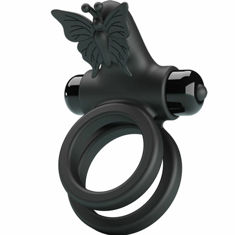 Double Vibrating Silicone Ring Black - Dual Motor System