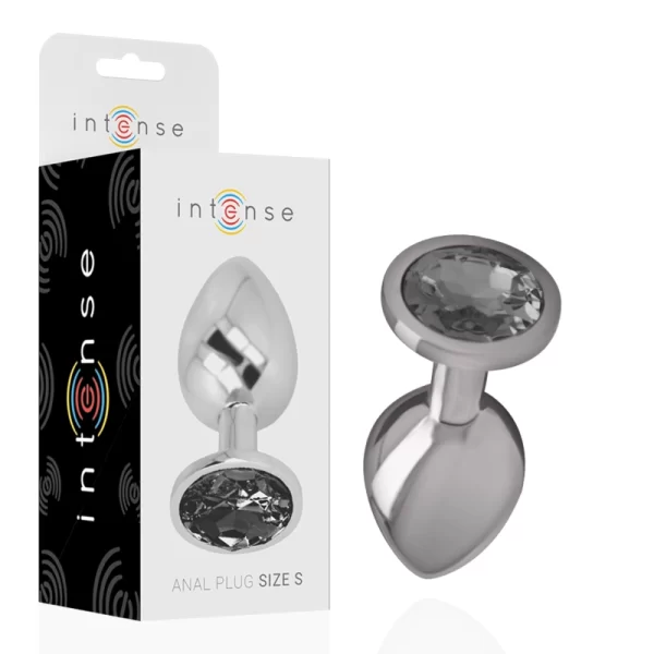 Aluminum Metal Plug with Black Crystal - Elegant Silver Finish