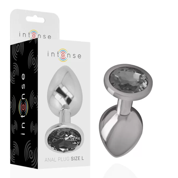 Aluminum Metal Plug Large - Black Crystal Jewel