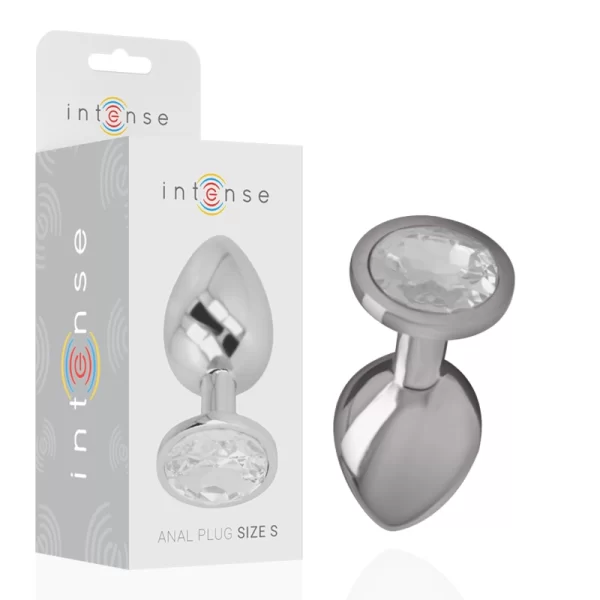 Small Aluminum Plug with Silver Crystal - Elegant Metal Design