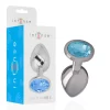 Aluminum Anal Plug Blue Crystal Jewel - Body-Safe Metal