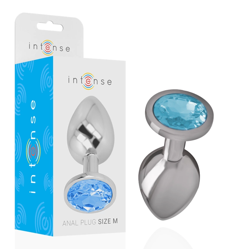 Aluminum Intimate Plug with Blue Crystal Accent