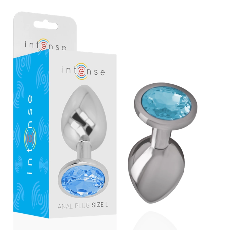 Aluminum Metal Plug Blue Crystal Large - Elegant Body-Safe Design