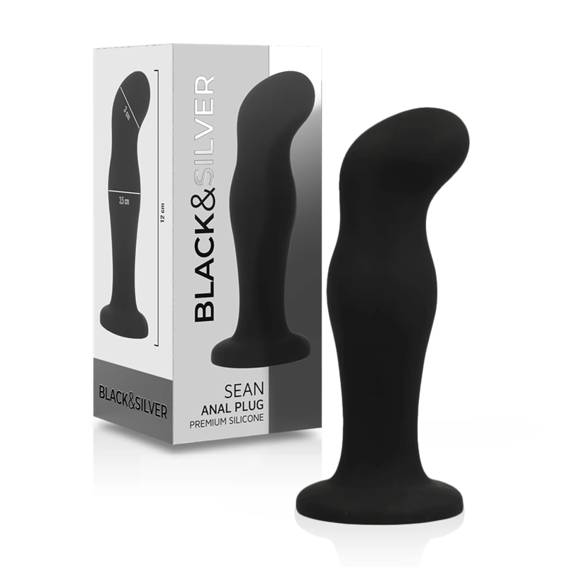 BLACK&SILVER Sean Plug Premium Silicone Black Intimate Accessory - Anelma BLACK&SILVER Sean Plug Premium Silicone Black Intimate Accessory