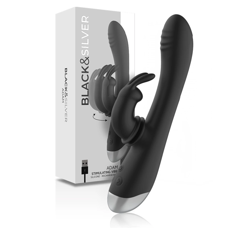 BLACK&SILVER Adam Rechargeable Silicone Dual Motor Massager Black BLACK&SILVER Adam Rechargeable Silicone Dual Motor Massager Black