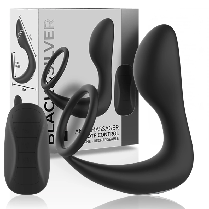 Black&Silver Intimate Remote-Controlled Silicone Massager Black