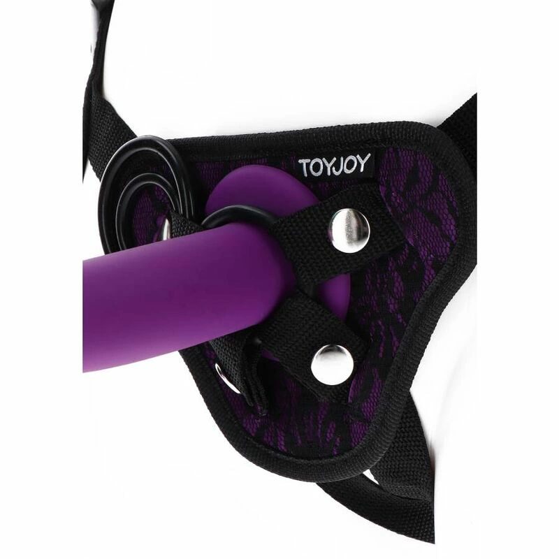 Get Real Harness Violet - Koronkowa uprzÄ…Å¼ z regulacjÄ… i 3 pierÅ›cieniami