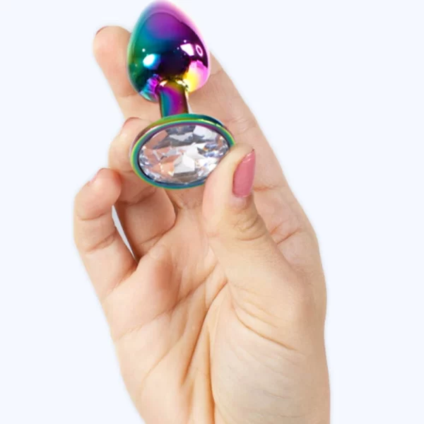 Secret Play Rainbow Metalowy wtyk intymny maÅ‚y 7 cm dekoracyjny krysztaÅ‚