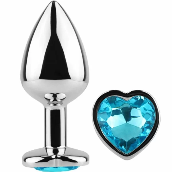 Metal Plug Blue Heart Small 7cm - Aluminum Intimate Accessory