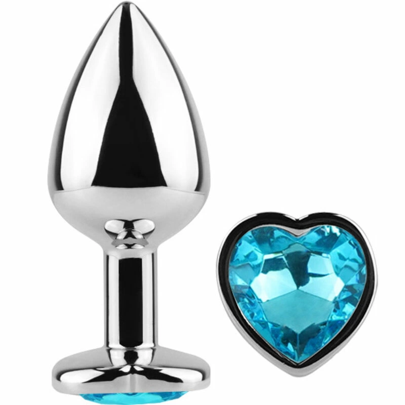 Metal Plug Blue Heart Small 7cm - Aluminum Intimate Accessory