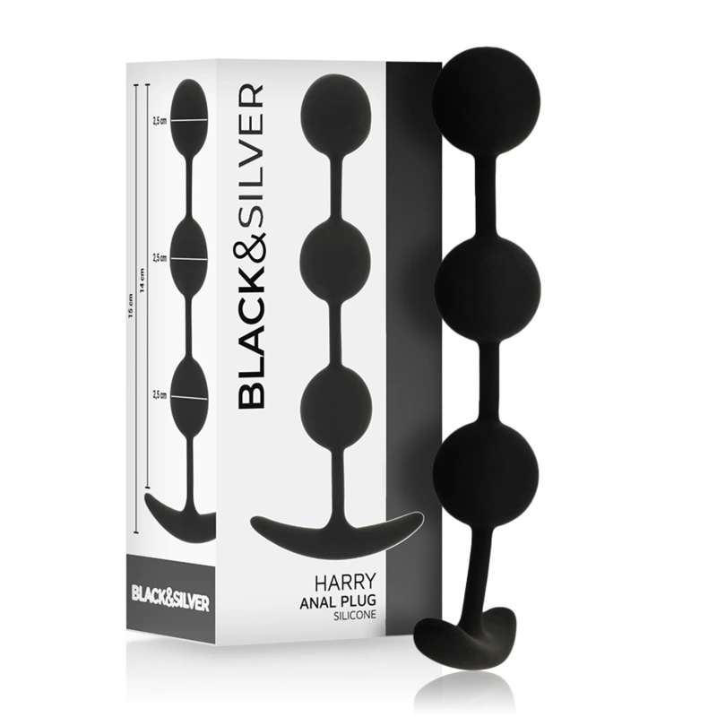 BLACK&SILVER Harry Silicone Intimate Beads 3 Spheres 14cm Black