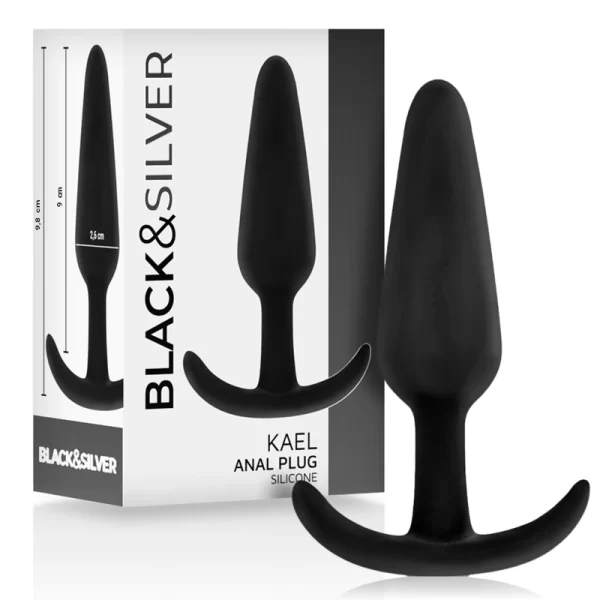 Black&Silver Hansel Silicone Anal Plug Medium Handle 9.8cm Velvet Touch