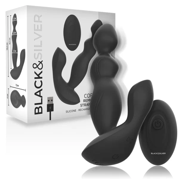 Black&Silver Cora Silicone Anal Plug with Remote Control