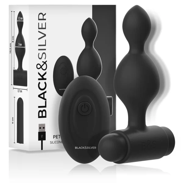 BLACK&SILVER Tucker Small Silicone Plug with Remote Control