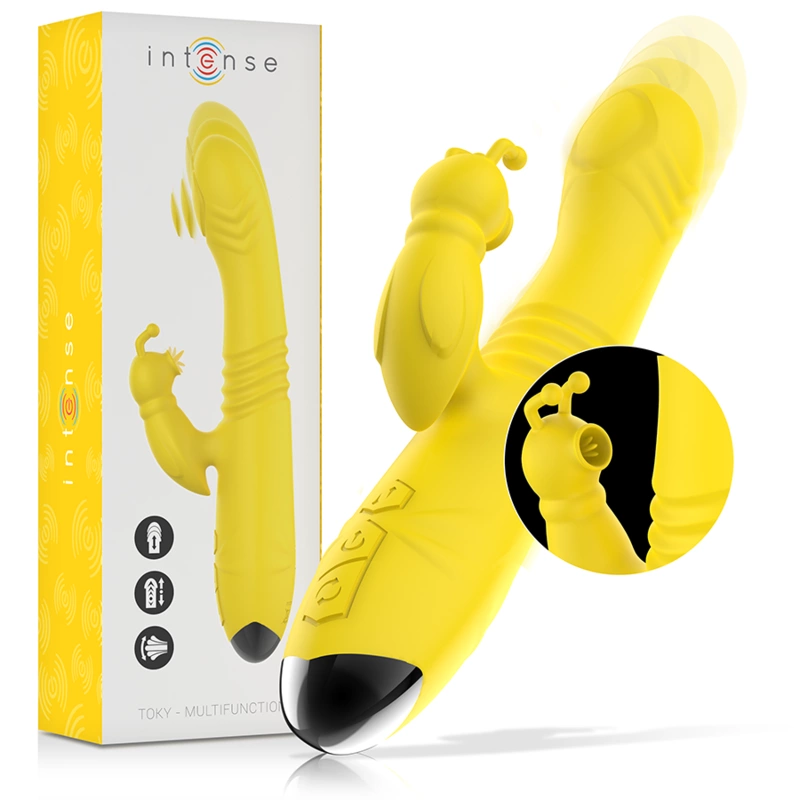 TOKY Up & Down Vibrator with Dual Action Yellow 24cm