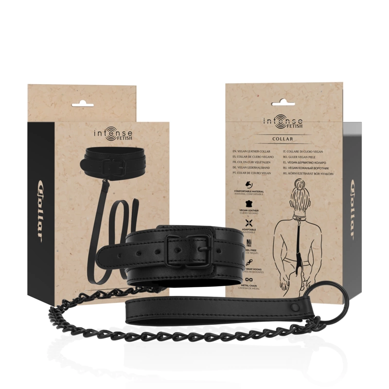 FETISH Vegan Leather Adjustable Collar - Black