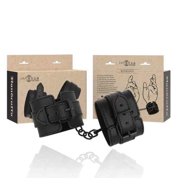 FETISH Vegan Leather Adjustable Handcuffs Black