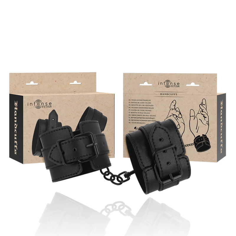 FETISH Vegan Leather Adjustable Handcuffs Black