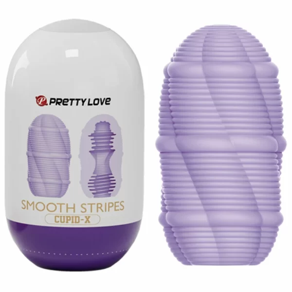 Smooth Stripes Intimate Egg Cup - Compact TPR Flexible Sleeve