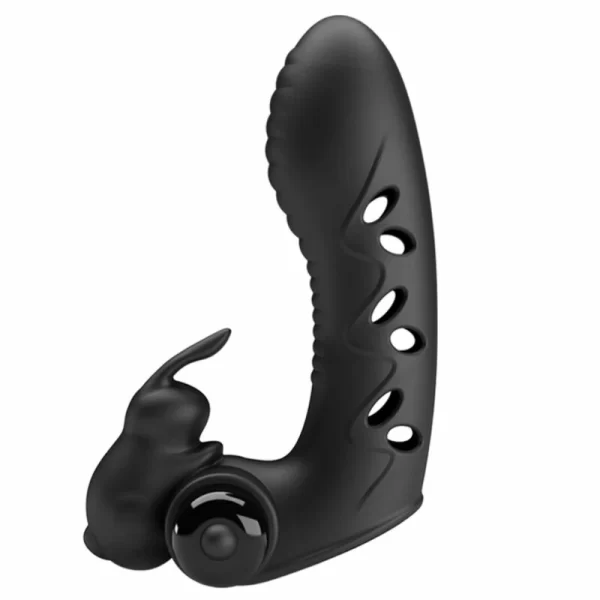 Vance Black Finger Vibrator Dual Motor Silicone Cover