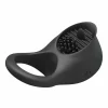 Pretty Love Licking Ring - silikonowy pierÅ›cieÅ„ wibrujÄ…cy USB czarny