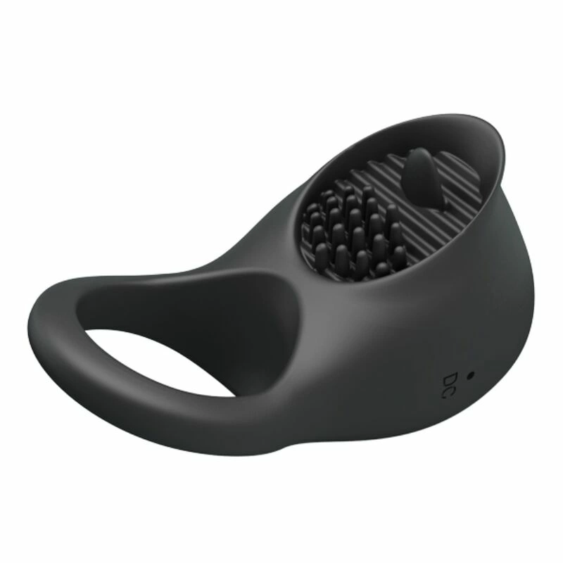 Pretty Love Licking Ring - silikonowy pierÅ›cieÅ„ wibrujÄ…cy USB czarny