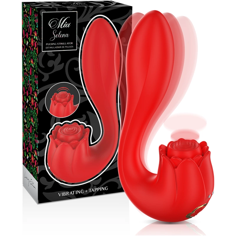 Selena Vibrating & Tapping Rose-Shaped Intimate Device Red