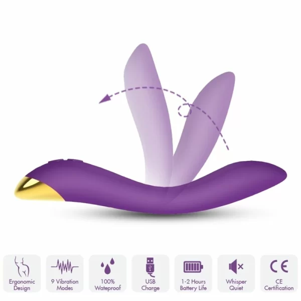 Flamingo Multiposition Vibrator Purple 9 Modes Waterproof 222mm