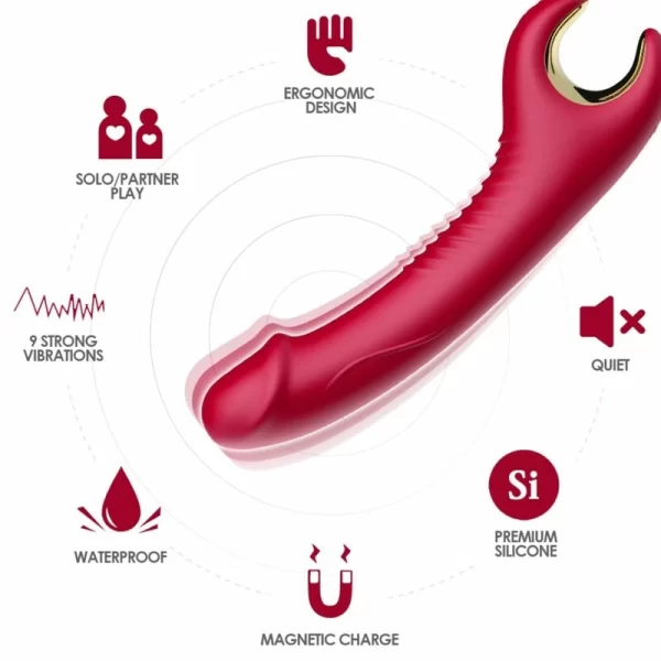 Prince Vibrator & Rotator Red - Flexible Silicone