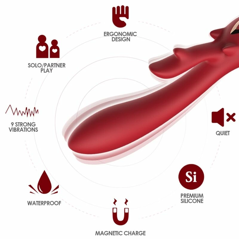 ELK Vibrator Rabbit Curved Red - Dual Motor