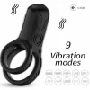Double Ring Vibrator Black - 9-Mode Waterproof Intimate Device