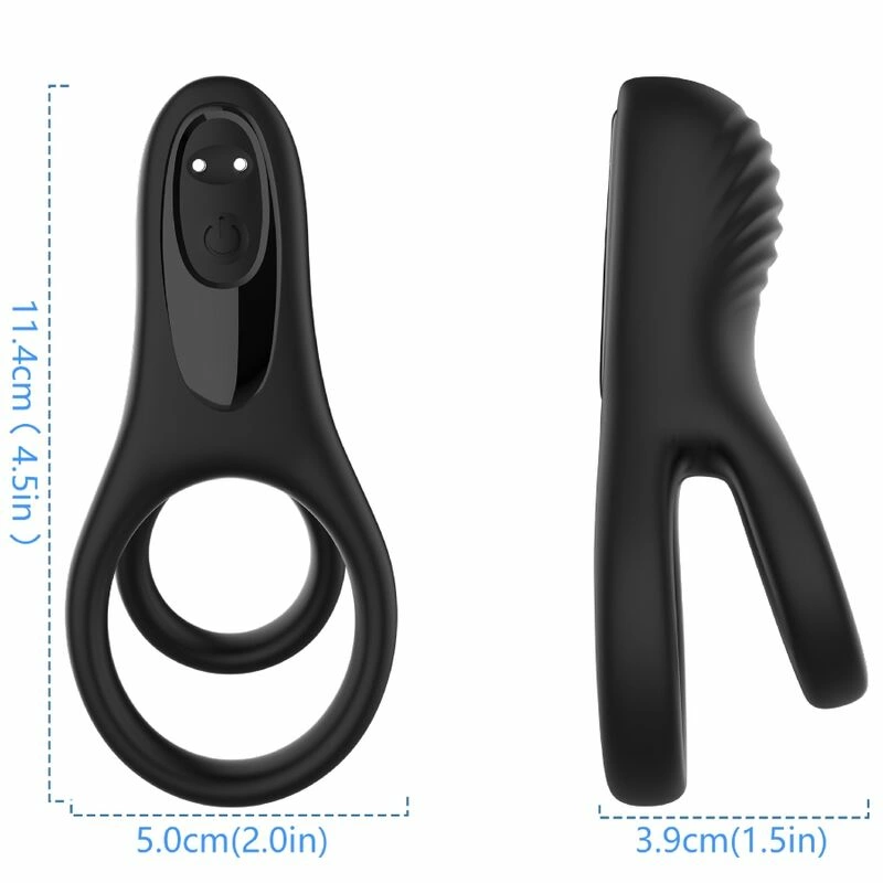 Double Ring Vibrator Black - Dual Stimulation