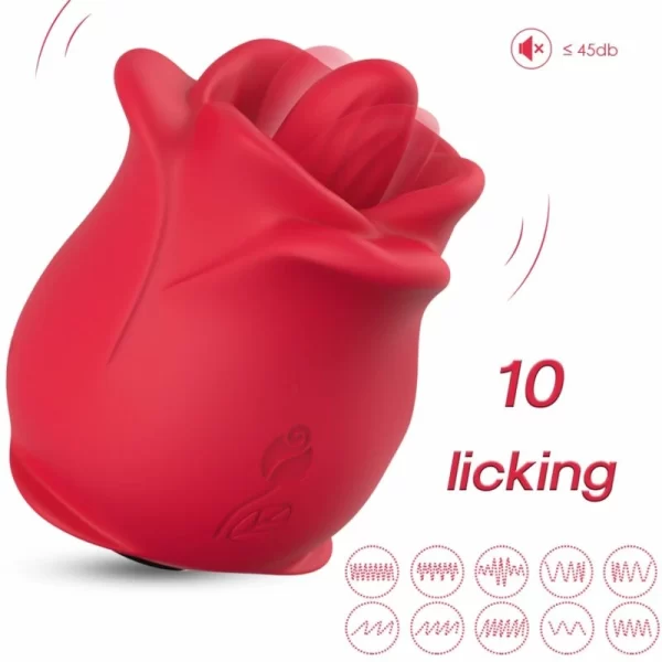 ROSE Red Intimate Licking Device 10 Modes Waterproof USB
