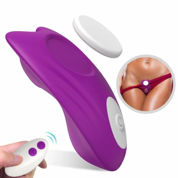 Butterfly Wearable Vibrating Panties Remote Control Purple 82mm