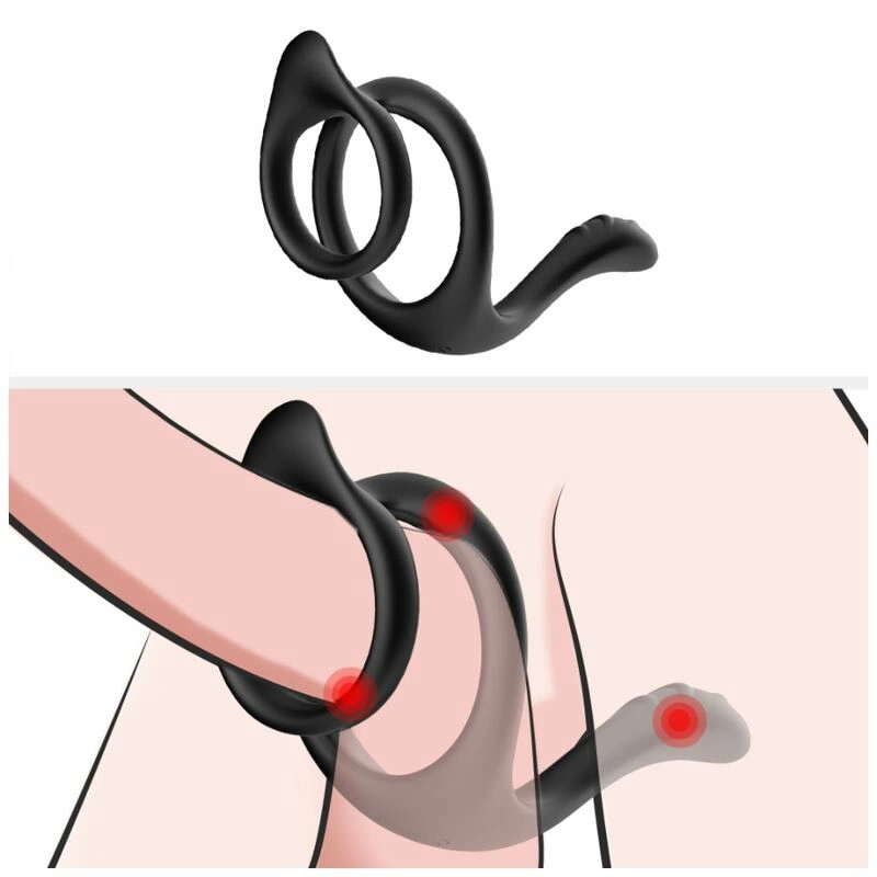 ARMONY Podwojny pierścień anatomiczny ogonowy czarny silikonowy ARMONY Podwojny pierścień anatomiczny ogonowy czarny silikonowy