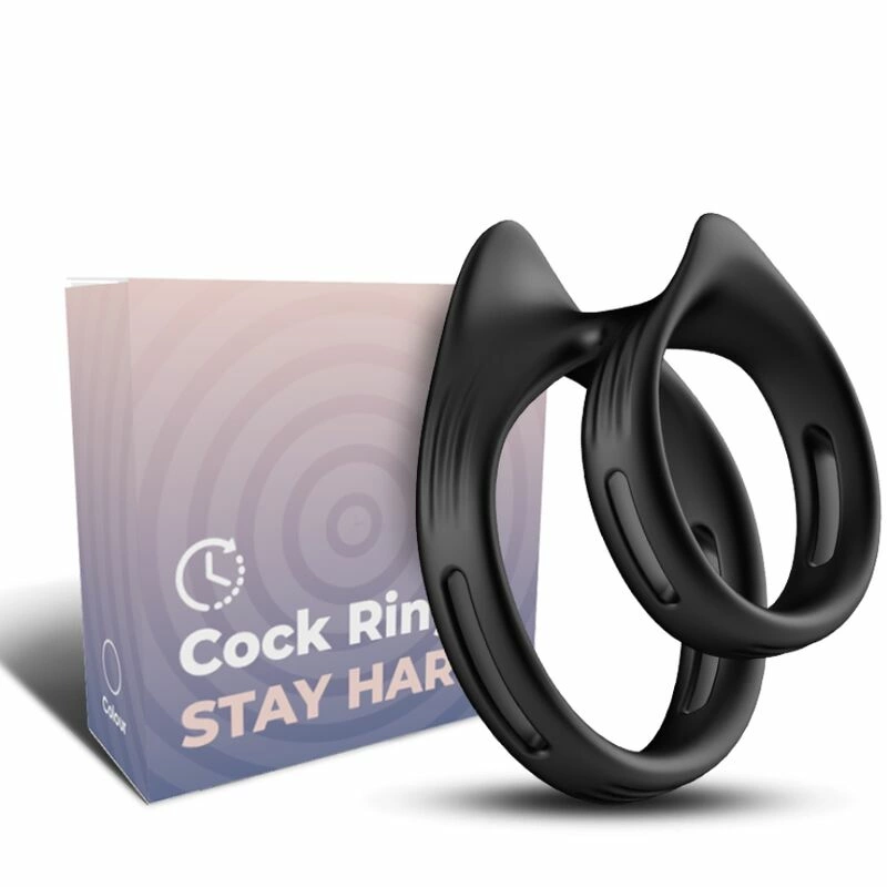 DUALRING Double Elastic Silicone Ring Black 2.9x6.1cm Waterproof