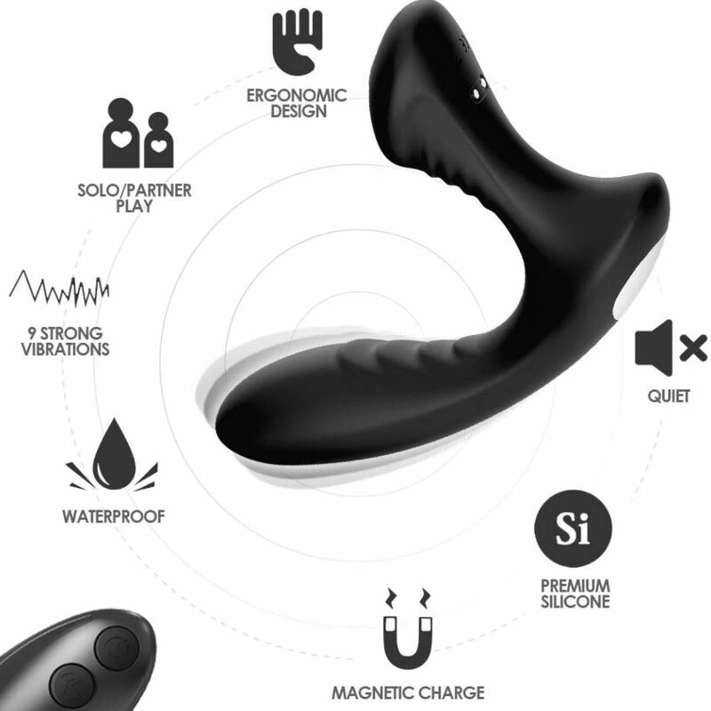 Storm Remote-Controlled Anal Prostate Plug Black 9 Modes 150mm