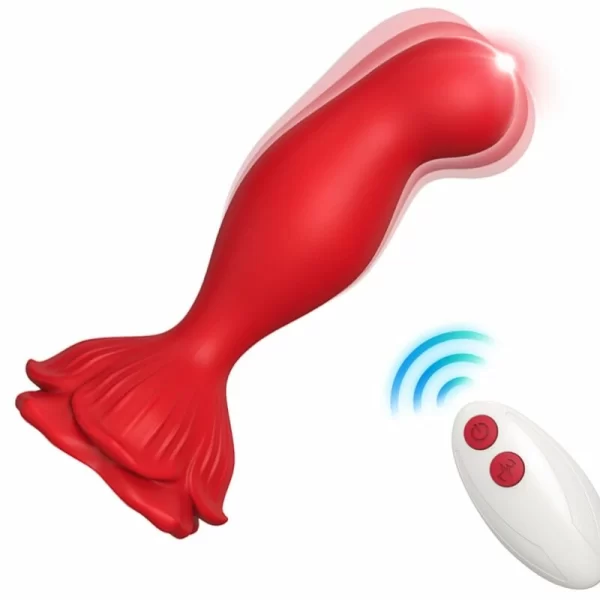 Pink Vibrator & Anal Plug Remote Control Red 9 Modes 120mm