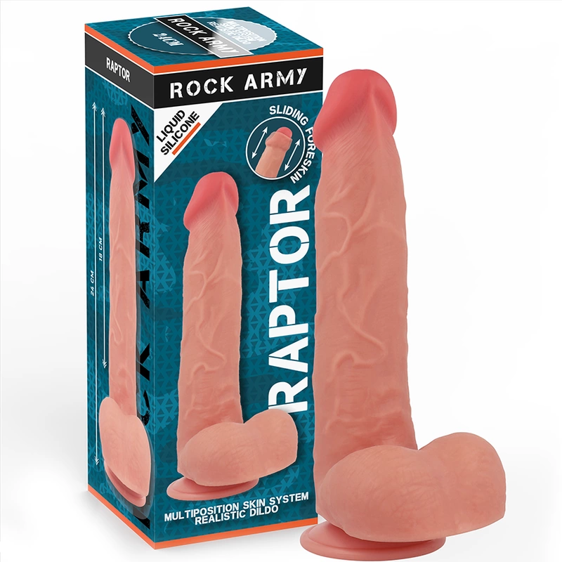 Rockarmy Liquid Silicone Raptor 24cm Natural - Flexible Model with Suction Base