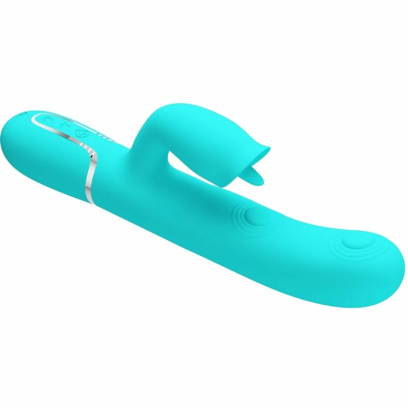 Aqua Green Dual-Action Vibrator with Licking System