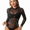 Harness Model 5944889 - Black Leather with Chain Accents