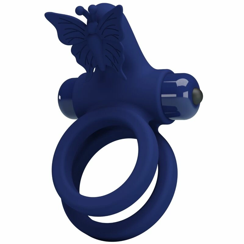 Jamele Blue Dual Ring with Vibrating Butterfly System