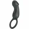 Trae Black Vibrating Ring with Silicone Stimulator