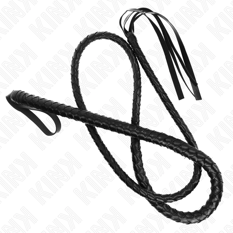 Long Black Snake Whip 210 cm - Premium Flexible Leather Model