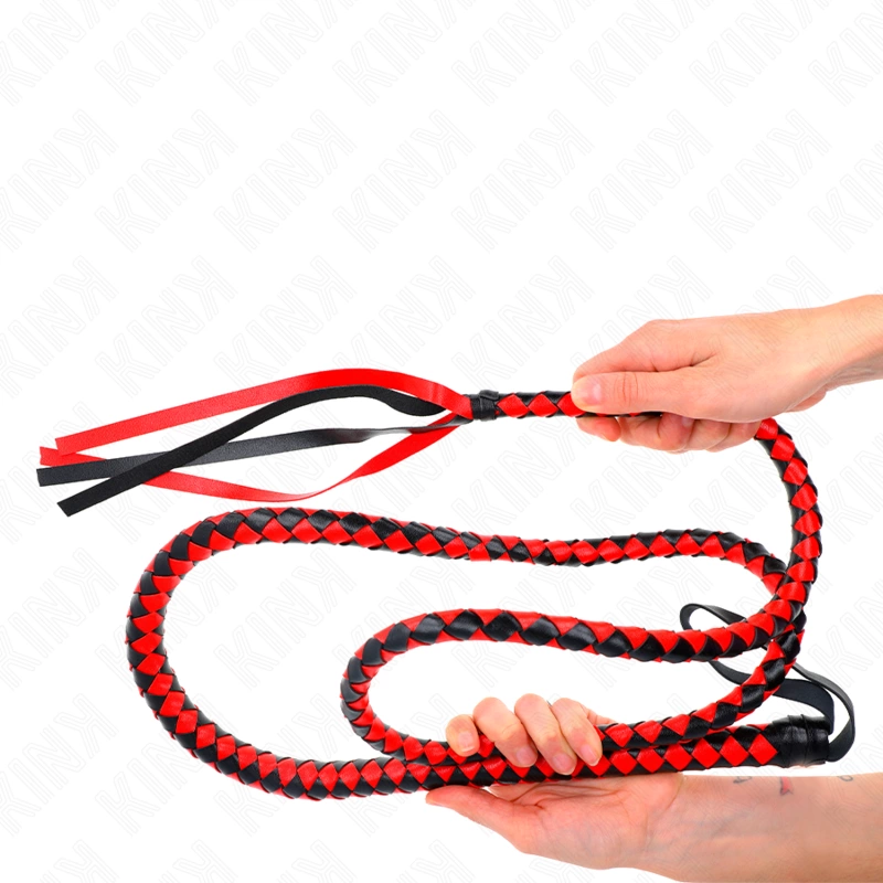 KINK Długi Bicz Wężowy 210 cm Czerwony - Skorzany Whip