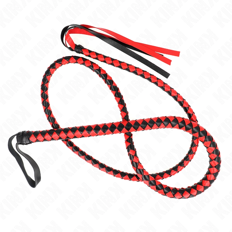 Red Long Snake Whip 210 cm - Flexible Faux Leather Impact Model Red Long Snake Whip 210 cm - Flexible Faux Leather Impact Model