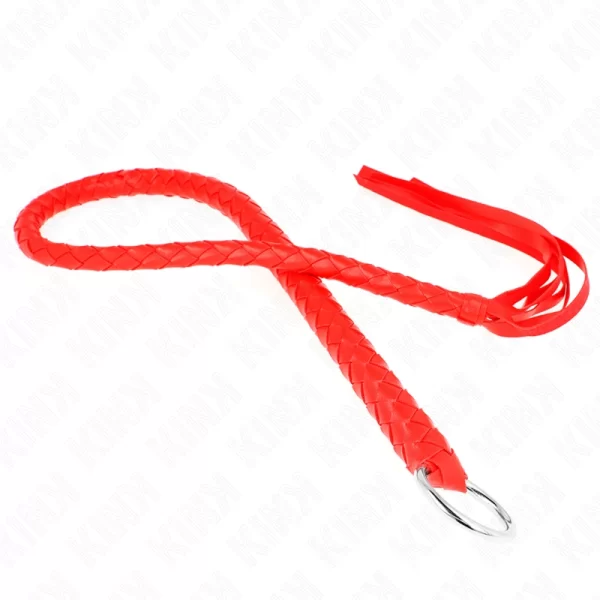 Snake Whip with Red Hand Ring 65cm - Durable Leather Accessory