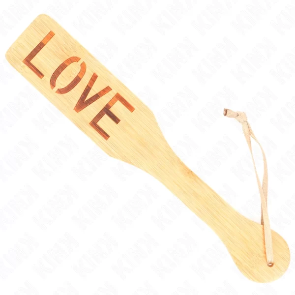 Bamboo Paddle LOVE 32x5.5cm - Engraved Impact Tool