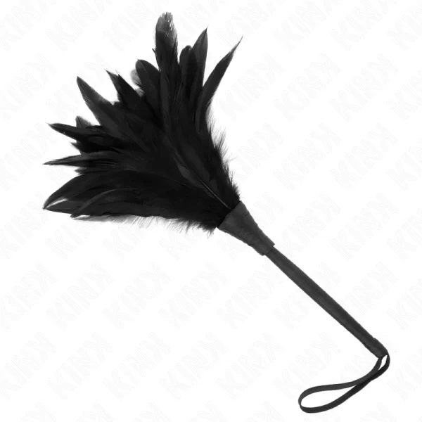 Black Horn-Shaped Feather Teaser 36cm - Elegant Sensory Duster